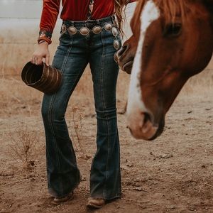 Rock & Roll Cowgirl Blue Flare Jeans